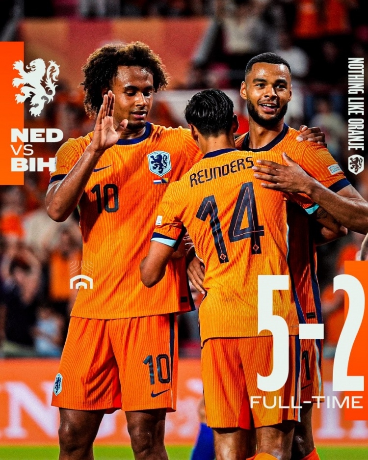 ยูฟ่าเนชันส์ลีก - เนเธอร์แลนด์เอาชนะบอสเนียและเฮอร์เซโกวีนาด้วย5-2 คว้าชัยชนะนัดเปิดสนาม